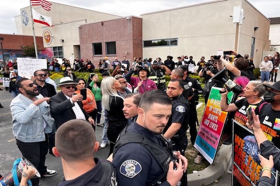 Amid tense LGBTQ+-rights protest, attendees shelter in place at Glendale school board meeting