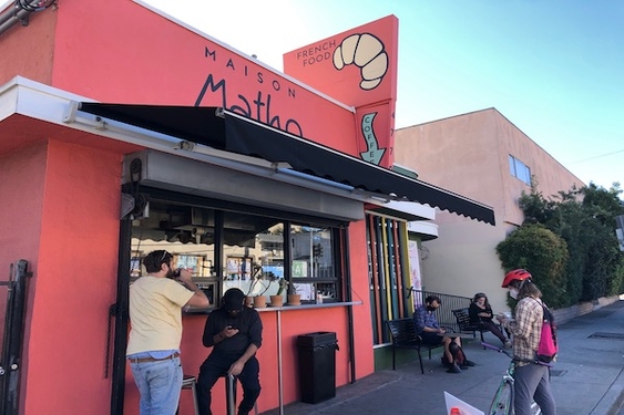 Sandwiches and pastries shine at Maison Matho, a cozy French window near the 101 Freeway