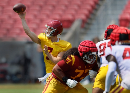 Miller Moss struggles to stand out against revamped defense in USC spring game